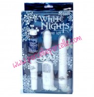 KIT DEL PIACERE WHITE NIGHTS DOC JOHNSON - ovetto, vibratore, olio per massaggi e  stimolatore clitorideo